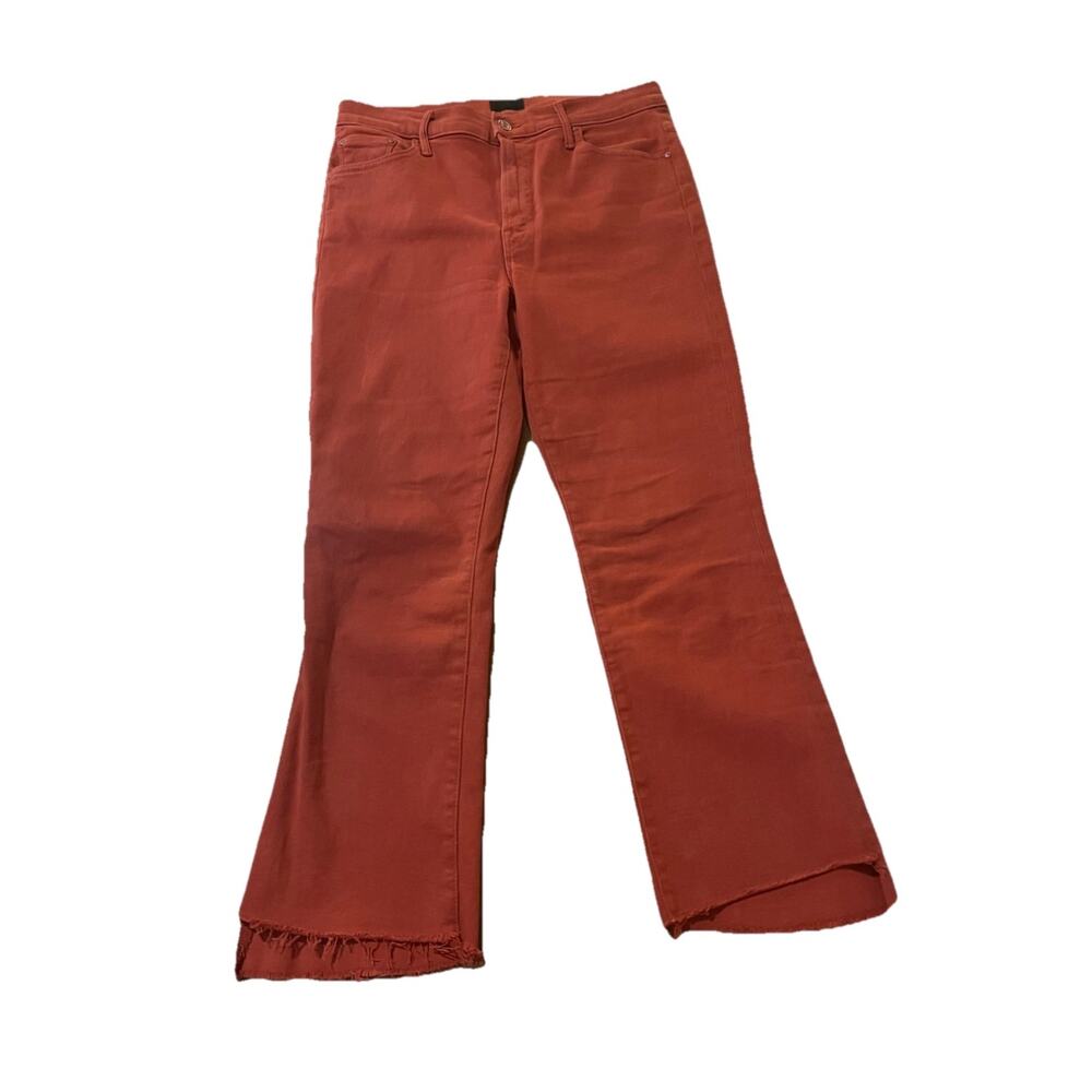 Mother Women’s Hot Rod Red The Insider Crop Step Fray Denim Pants 30 Minimalist
